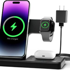 LIMITED TIMD DEALS Wireless Charger iPhone Charging Station: 3 in 1 Charger Stand Multiple 20% OFF