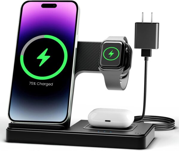 LIMITED TIMD DEALS Wireless Charger iPhone Charging Station: 3 in 1 Charger Stand Multiple 20% OFF