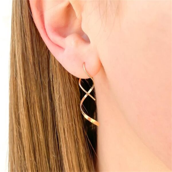 LIMITED TIME DEALS Earrings for Women Spiral threader earrings 14K gold earrings hand bent dangle earrings 40% OFF - Image 2