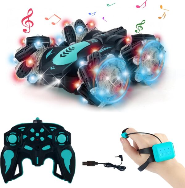 LIMITED TIME DEALS Gesture Sensing RC Stunt Car,360°Spins Double Sided Hand Controlled RC Car Glove Controlled 50% OFF