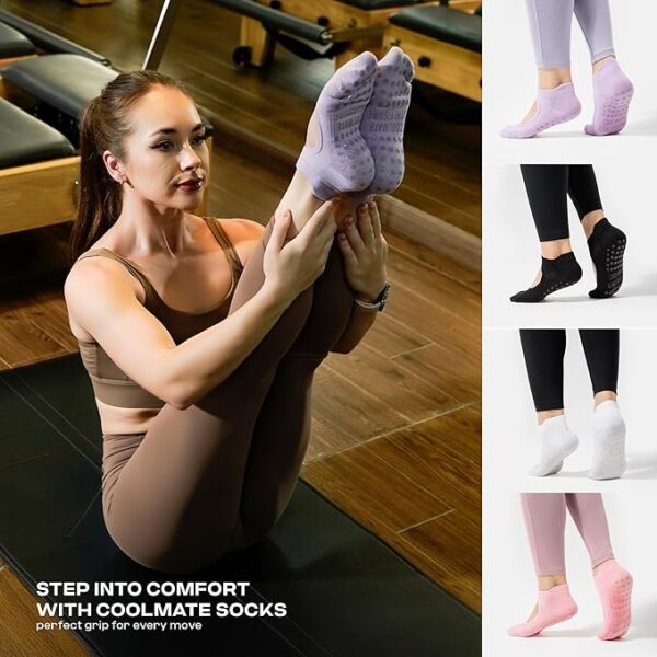 LIMITED TIME DEALS COOLMATE Pilates Socks with Grips for Women, Yoga Socks 33% OFF - Image 4