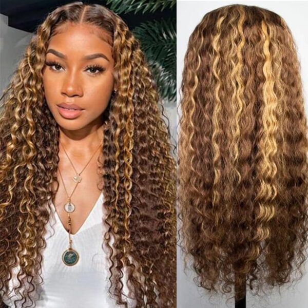 LIMITED TIME DEALS 24 inch highlight ombre deep wave wig  50% OFF WITH 506WN8F7