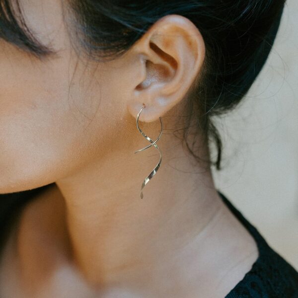 LIMITED TIME DEALS Earrings for Women Spiral threader earrings 14K gold earrings hand bent dangle earrings 40% OFF - Image 3