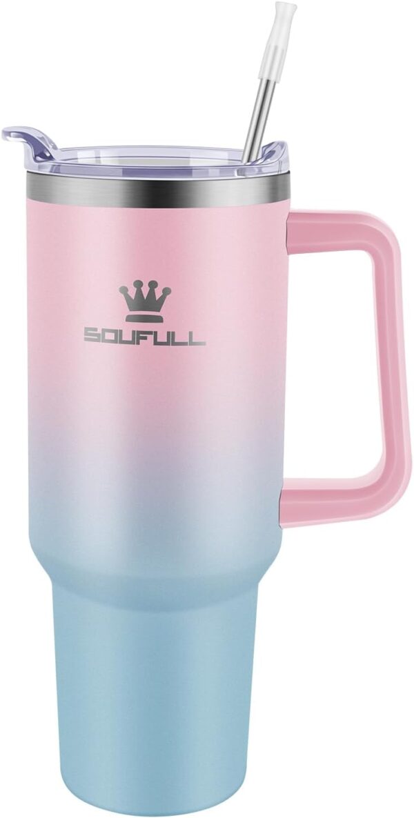 LIMITED TIME DEALS 40 oz Tumbler with Handle and Straw Lid, 100% Leak-proof Travel Coffee 43% OFF - Image 4