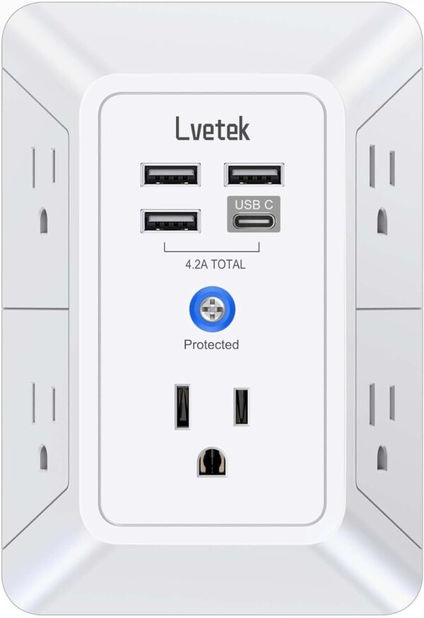 LIMITED TIME DEALS 5 Outlet Extender Multi Plug Wall Outlets with 4 USB Charging  15% OFF