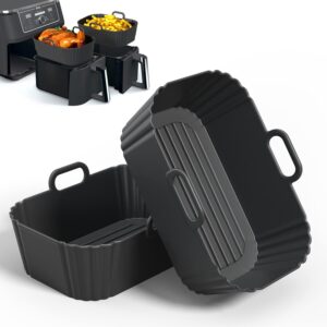 LIMITED TIME DEALS Silicone Air Fryer Liners 2 Pack, Reusable Liners Compatible for Ninja15% OFF