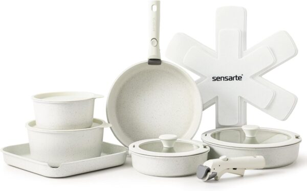 LIMITED TIME DEALS SENSARTE 17 Piece Pots and Pans Set, Nonstick Detachable 20% OFF - Image 4