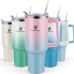 LIMITED TIME DEALS 40 oz Tumbler with Handle and Straw Lid, 100% Leak-proof Travel Coffee 43% OFF