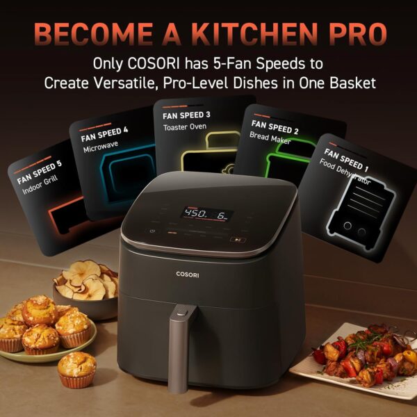 LIMITED TIME DEALS COSORI Air Fryer 9-in-1, Compact & Large 6-Qt, Fast Turbo Modes 17% OFF - Image 2
