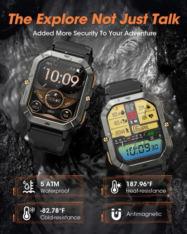 LIMITED TIME DEALS Military Smart Watches for Men (Answer/Make Calls), 2.02'' Fitness 38% - Image 4