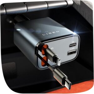 LIMITED TIME DEALS LISEN Retractable Car Charger [69W USB C Car 39% OFF