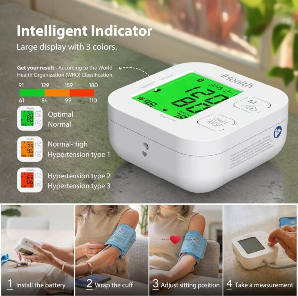 LIMITED TIME DEALS iHealth Track Smart Upper Arm Blood Pressure Monitor with Wide Range Cuff 28% OFF - Image 4