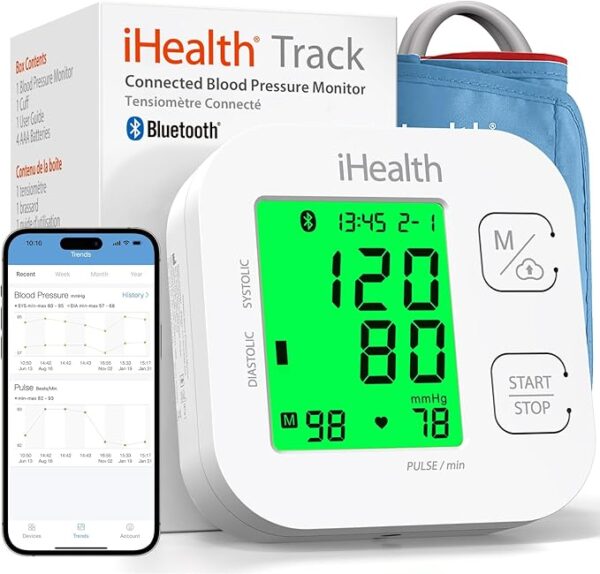 LIMITED TIME DEALS iHealth Track Smart Upper Arm Blood Pressure Monitor with Wide Range Cuff 28% OFF