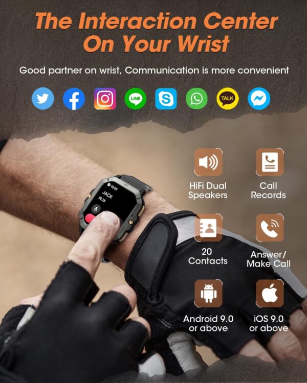 LIMITED TIME DEALS Military Smart Watches for Men (Answer/Make Calls), 2.02'' Fitness 38% - Image 3