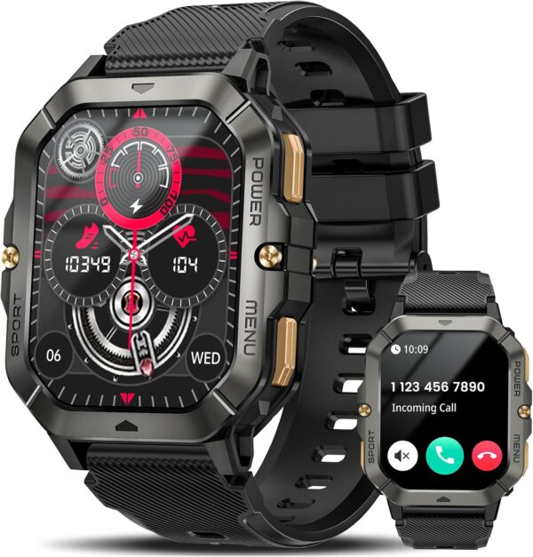 LIMITED TIME DEALS Military Smart Watches for Men (Answer/Make Calls), 2.02'' Fitness 38%