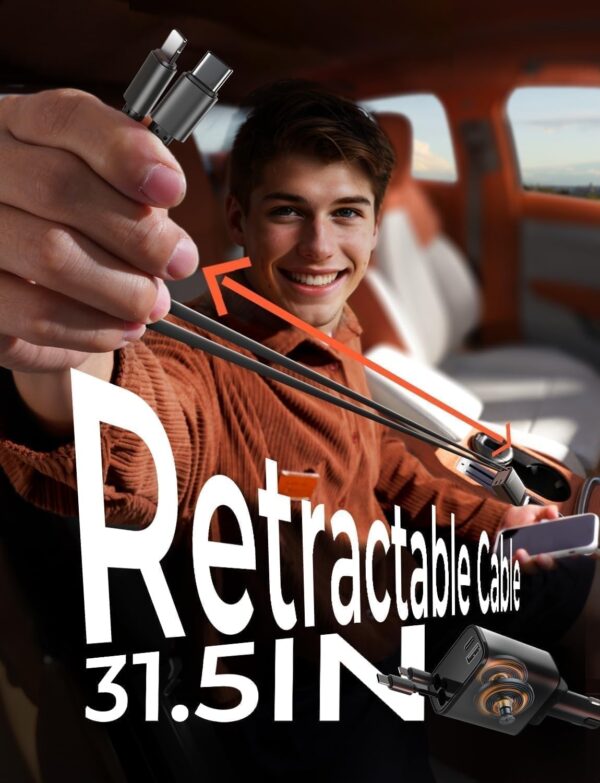 LIMITED TIME DEALS LISEN Retractable Car Charger [69W USB C Car 39% OFF - Image 3