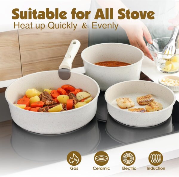 LIMITED TIME DEALS SENSARTE 17 Piece Pots and Pans Set, Nonstick Detachable 20% OFF - Image 3