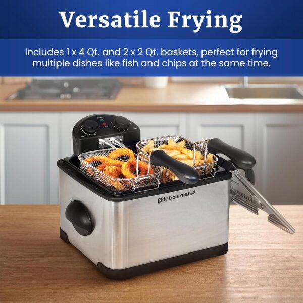LIMITED TIME DEALS Elite Gourmet EDF-401T Electric 4.5 Qt. / 17 Cup Immersion Deep Fryer 14% OFF - Image 4