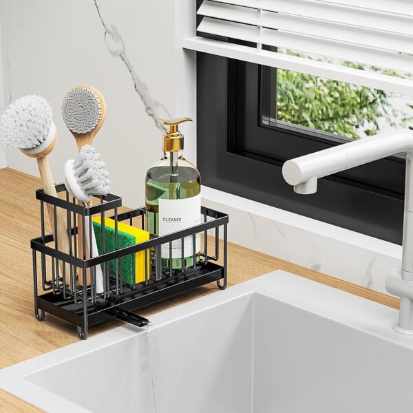 LIMITED TIME DEALS Cisily Black Sponge Holder for Kitchen Sink, Sink Caddy  28% OFF - Image 2