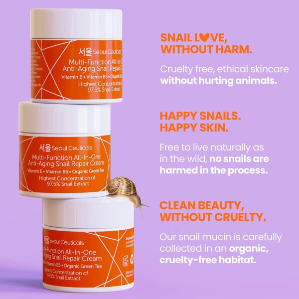 LIMITED TIME DEALS SeoulCeuticals Korean Skin Care 97.5% Snail Mucin Moisturizer Cream 20% OFF - Image 2