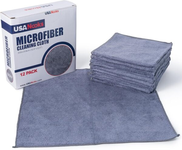 LIMITED TIME DEALS USANOOKS Microfiber Cleaning Cloth Grey - 12 Pcs (12.5"x12.5") 10% OFF - Image 4