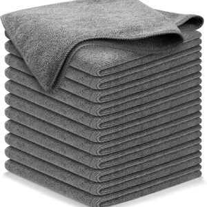 LIMITED TIME DEALS USANOOKS Microfiber Cleaning Cloth Grey - 12 Pcs (12.5"x12.5") 10% OFF