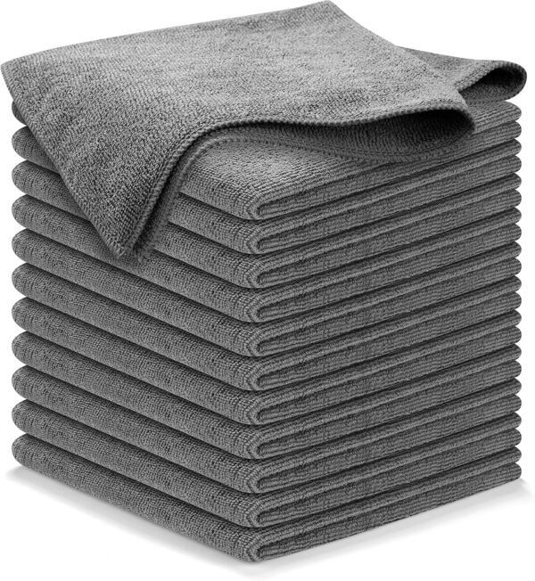 LIMITED TIME DEALS USANOOKS Microfiber Cleaning Cloth Grey - 12 Pcs (12.5"x12.5") 10% OFF