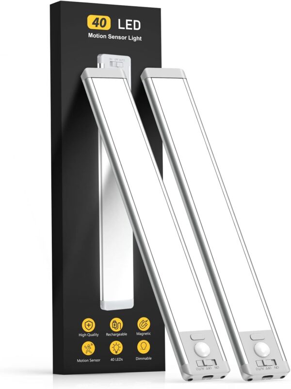 LIMITED TIME DEALS Under Cabinet Lighting,40 LED Rechargeable Battery Operated Motion Sensor  36% OFF