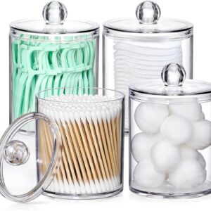 LIMITED TIME DEALS 4 Pack Acrylic Qtip Holder Dispenser for Cotton Swabs, Balls 43% OFF