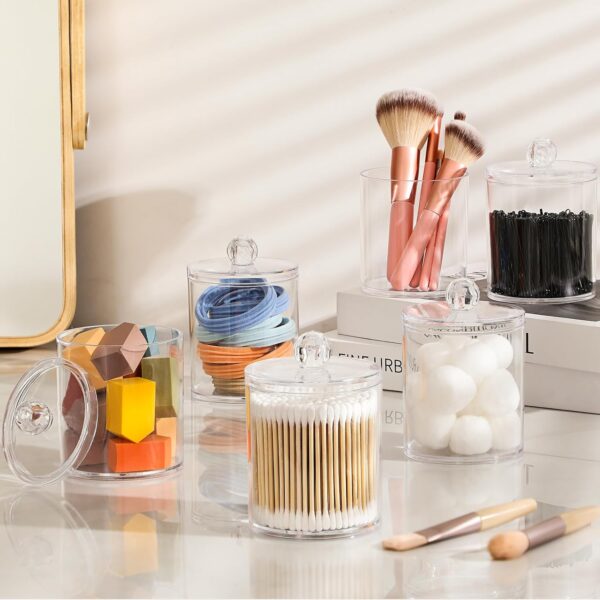 LIMITED TIME DEALS 4 Pack Acrylic Qtip Holder Dispenser for Cotton Swabs, Balls 43% OFF - Image 4