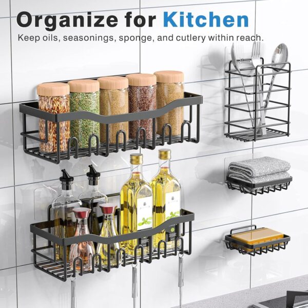 LIMITED TIME DEALS Adhesive Shower Caddy, 5 Pack Rustproof Stainless Steel Bath Organizers 5% OFF - Image 4