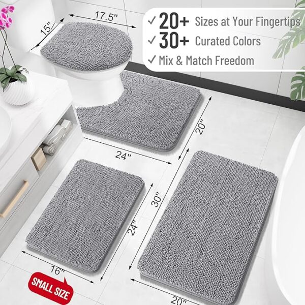 LIMITED TIME DEALS OLANLY Bathroom Rugs 30x20, Extra Soft Absorbent Chenille Bath Rugs, Rubber Backing 33% OFF - Image 4