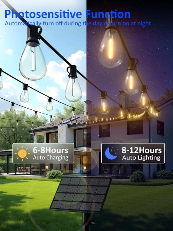 LIMITED TIME DEALS luckystyle 50FT Solar String Lights Outdoor Waterproof with 18+1 LED Bulbs Long Last 70% OFF - Image 2