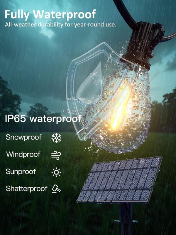 LIMITED TIME DEALS luckystyle 50FT Solar String Lights Outdoor Waterproof with 18+1 LED Bulbs Long Last 70% OFF - Image 3