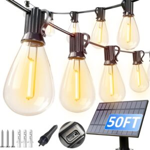 LIMITED TIME DEALS luckystyle 50FT Solar String Lights Outdoor Waterproof with 18+1 LED Bulbs Long Last 70% OFF